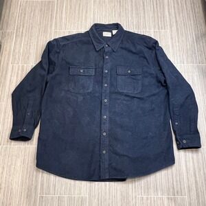 Schmidt Workwear Mens 2X Blue‎ Heavy Flannel Shirt Long Sleeve Button Up